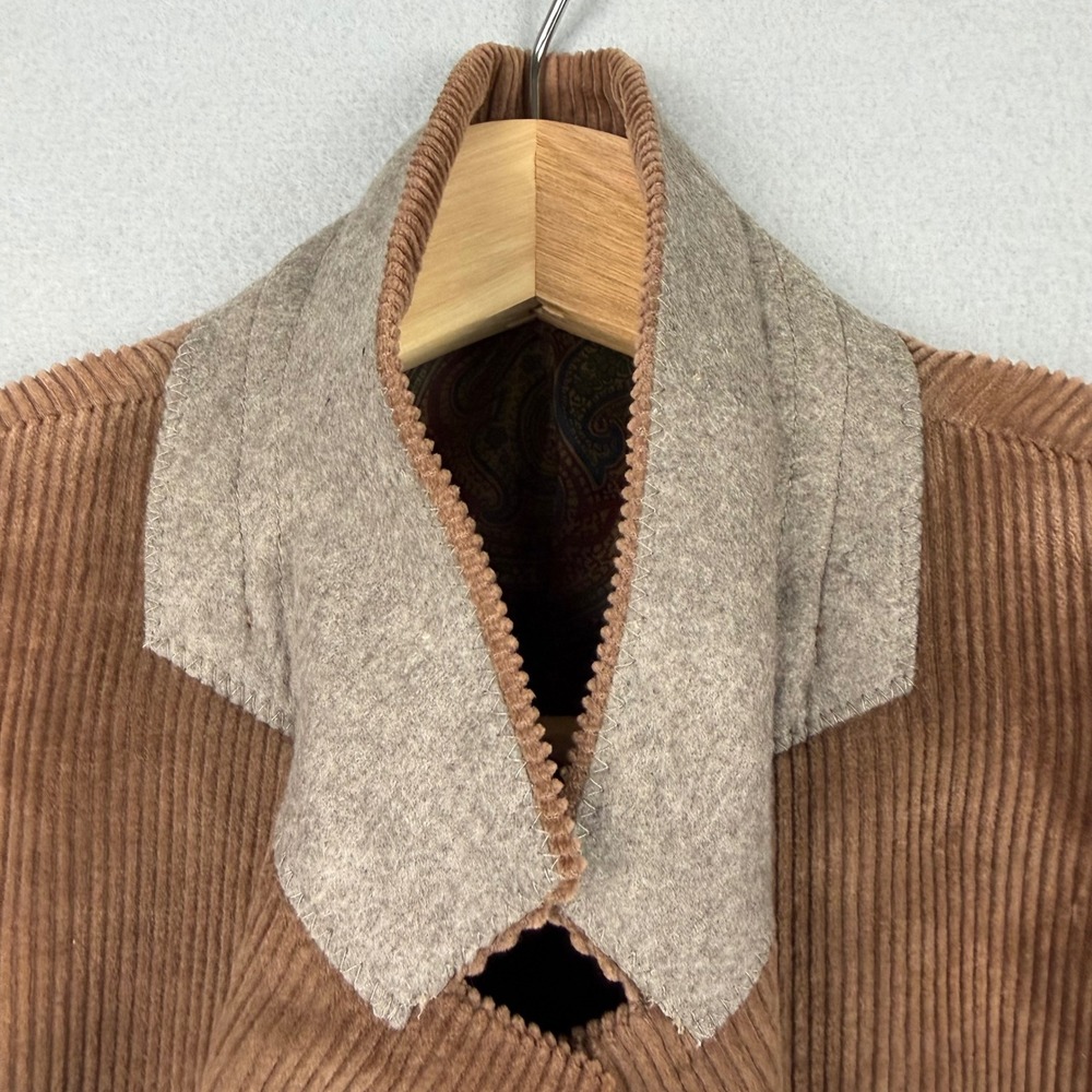 Lauren Ralph Lauren Mens 44R Brown Corduroy Blazer Paisley Lined Leather Buttons - Picture 3 of 16